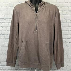 Armani Exchange AX 1/4 Quarter Zip Hoodie Hooded T Shirt Brown Mens XL X-Large